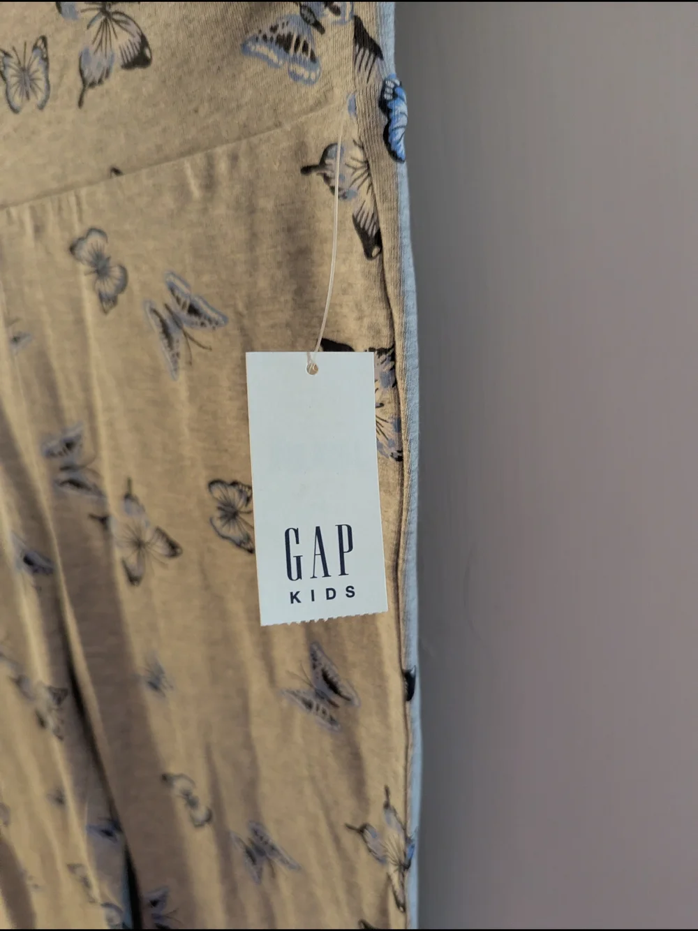 GAP Gray Leggings with Blue Butterfly Print